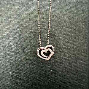 Sterling Silver Zales Diamond Heart Necklace